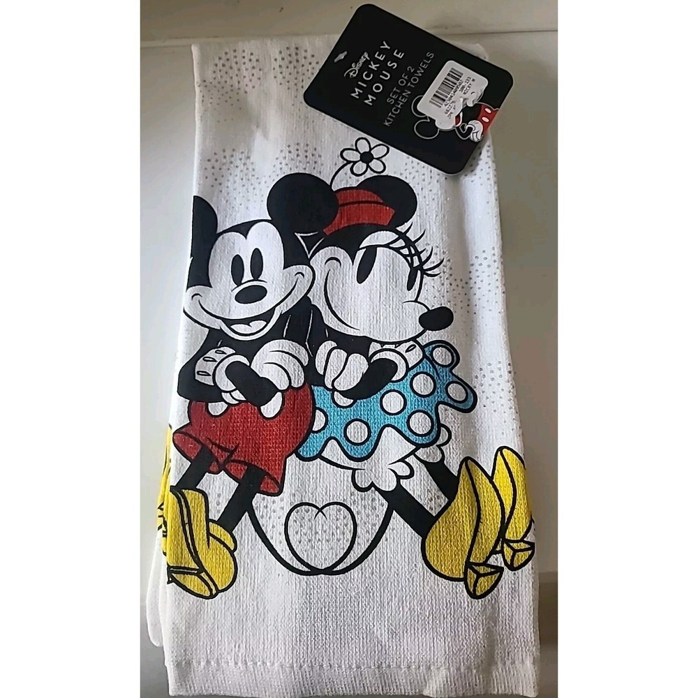Disney NEW Mickey and Minnie Mouse 2 PACK KITCHEN TOWELS Color  100% Cotton
